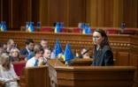 Ioulia Svyrydenko, Première ministre ukrainienne nouvellement nommée, lors d'une session au Parlement ukrainien à Kiev le 17 juillet 2025