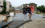 Evacuation d'une habitante de Villegailhenc le 15 octobre 2018