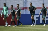 Cristiano Ronaldo à l'entraînement avec ses coéquipiers au camp de base de Kratovo, près de Moscou, le 18 juin 2018
