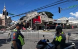 Un restaurant de fast-food Jollibee effondré après un séisme de magnitude 7,8 à General Santos, aux Philippines, le 8 juin 2026
