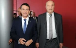 Le Premier ministre Manuel Valls et le président du PRG Jean-Michel Baylet le 20 septembre 2015 à Montpellier