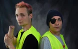 Antoine Boudinet (G), and Patrice Philippe (D), tous les deux blessés le 8 décembre 2018 pendant une manifestation de "gilets jaunes", le premier a perdu la main droite et le second son oeil droit, photo prise à Bordeaux, le 3 avril 2019