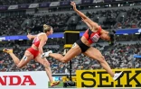 L'athlète suisse Ditaji Kambundji s'impose en finale du 100 m haies féminin lors des Championnats du monde d'athlétisme, à Tokyo, le 15 septembre 2025