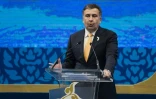 Mikheïl Saakachvili, alors président de la Géorgie, prononce un discours à Chiang Mai, en Thaïlande, le 20 mai 2013