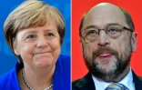 La chancelière allemande Angela Merkel et le dirigeant social-démocrate Martin Schulz