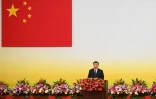 Le président chinois Xi Jinping prononçant un discours pour le 25e anniversaire de la rétrocession de Hong Kong à la Chine, le 1er juillet 2022 à Hong Kong