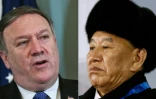 Le chef de la diplomatie américaine Mike Pompeo (G) et le bras drois de Kim Jong Un, le général Kim Yong Chol se retrouvent à New York