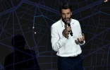 Le président du Comité d'organisation des Jeux Olympiques de Paris-2024 Tony Estanguet lors de la présentation du logo officiel, le 21 octobre 2019 au Grand Rex à Paris      