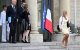 La Première ministre Elisabeth Borne et les ministres du gouvernement sur le perron de l'Elysée, à l'issue du premier Conseil des ministres de la rentrée, le 23 août 2023 à Paris