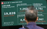 Un signe électronique affiche la pire chute depuis 1997 de la Bourse de Hong Kong le 7 avril 2025 