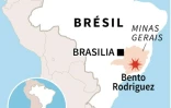 Brésil: carte de localisation de la rupture d'un barrage à Bento Rodriguez 