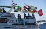 Navire de la flottille pour Gaza, au mouillage le 26 septembre 2025 au sud de la Crète
