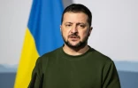 Le président ukrainien Volodymyr Zelensky lors d'une conférence de presse à Kehrsatz, près de Berne, la capitale helvétique, le 15 janvier 2024