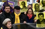 D'anciens ministres du gouvernement Puigdemont manifestent à Bruxelles, en soutien aux 12 dirigeants indépendantistes catalans jugés à Barcelone, le 12 février 2019