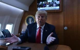 Le président américain Donald Trump à bord d'Air Force One fait une déclaration sur la nomination du juge Brett Kavanaugh à la Cour suprême, le 6 octobre 2018