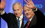 Photo-montage créé le 18 septembre 2019 montrant le Premier ministre israélien Benjamin Netanyahu (à gauche) et son ex-rival Benny Gantz (à droite), à la tête du parti Bleu-Blanc