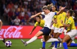 La capitaine des Bleues Amandine Henry inscrit un but dans les prolongations contre le Brésil au Mondial-2019, le 23 juin 2019 au Havre