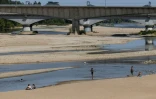 Le lit partiellement asséché de la Loire, à Orléans dans le Loiret, le 22 juillet 2026