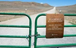 L'accès barré, en raison de la sécheresse, à la retenue d'eau d'Antero, dans le Colorado, le 14 mai 2026