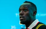 Usain Bolt lors d'une conférence de presse à Broadbeach le 12 avril 2018