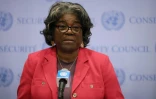 L'ambassadrice américaine aux Nations unies Linda Thomas-Greenfield lors d'une conférence de presse à l'ONU le 30 janvier 2024