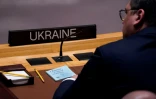Le ministre ukrainien des Affaires étrangères, Dmytro Kouleba, lors d'une réunion du Conseil de sécurité de l'ONU, le 24 février 2023 à New York 
