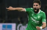 L'attaquant géorgien de Saint -Etienne Zuriko Davitashvili lors du match de L1 contre l'AS Monaco au stade Geoffroy-Guichard le 3 mai 2025 à Saint-Etienne en France