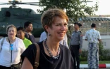 L'émissaire de l'ONU pour la Birmanie, Christine Schraner Burgener, à l'aéroport de Sittwe en octobre 2018, lors d'un voyage en Birmanie