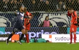 Les joueurs du Stade Rennais abattus, après le 4e but de Bordeaux inscrit par Thomas Touré (N.13), le 31 janvier 2016 au Matmut Atlantique
