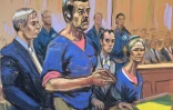 Un dessin montrant Nicolas Maduro et sa femme dans un tribunal fédéral de New York, le 5 janvier 2026