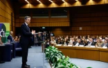Le secrétaire d'État américain Antony Blinken lors de la 67e session de la Commission des stupéfiants des Nations Unies, le 15 mars 2024 à Vienne, en Autriche