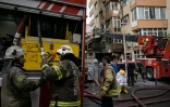 Des pompiers sur le site d'un incendie qui s'est déclaré au sous-sol d'un immeuble résidentiel à Istanbul, le 2 avril 2024 en Turquie