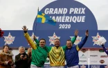 Podium de l'édition 2020 du Prix d'Amérique: Jean-Michel Bazire, Bjorn Goop et Franck Ouvrie le 26 janvier 2020