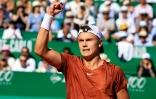 Le Danois Holger Rune en finale du tournoi de Monte-Carlo contre le Russe Andrey Rublev, le 16 avril 2023