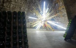 Des oeuvres d'art contemporain exposées dans les caves de la maison de champagne Vranken-Pommery à Reims, en France, le 14 septembre 2010