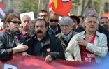 Bernadette Groison (FSU), Philippe Martinez  (CGT) et Jean-Claude Mailly (FO) lors du traditionnel défilé le 1er mai 2016 à Paris