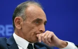 Le candidat Reconquête! à la présidentielle française Eric Zemmour dans les locaux du Medef à Paris, le 21 février 2022