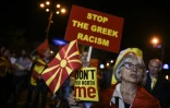 Des partisans du boycott du référendum sur le nouveau nom de la Macédoine le 30 septembre 2018 à Skopje