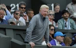 Boris Becker entraîneur de Novak Djokovic suit son match contre le Britannique James Ward à Wimbledon, le 27 juin 2016