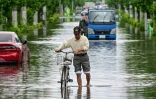 Inondations après des pluies torrentielles, le 3 juin 2023 à Koshigaya, dans la préfecture de Saitama, au Japon
