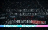 Banderoles déployées par des supporters mécontents du PSG lors du match contre Rennes, le 11 février 2022 au Parc des Princes