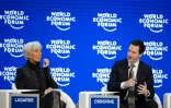 La directrice générale du FMI Christine Lagarde et le ministre britannique des Finances George Osborne lors d'un débat du forum économique mondial le 23 janvier 2016 à Davos