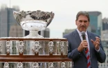 Le président de l'ITF David Haggerty lors de la présentation de la Coupe Davis à New York, le 5 septembre 2019 