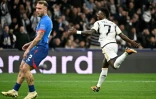 Vinicius Jr (d) vient d'ouvrir la marque contre Leipzig, le 6 mars 2024 Ă Madrid