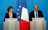 La ministre des Armées Florence Parly et le ministre des Affaires étrangères Jean-Yves Le Drian le 14 avril 2018 à Paris