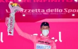 L'Italien Alessandro De Marchi nouveau maillot rose de leader du Tour d'Italie après la 4e étape à Sestola, le 11 mai 2021