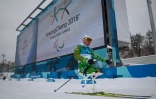 Un athlète lors d'une séance d'entraînement en vue des épreuves de biathlon et de ski nordique aux Jeux Paralympiques, le 9 mars à Pyeongchang