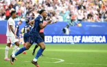 Le capitaine français Kylian Mbappe après avoir marqué le 3e but tricolore lors de la petite finale de la Coupe du monde entre la France et l'Angleterre à Miami le 18 juillet 2026