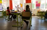 Une salle de classe à Mulhouse, le jour de la réouverture le 18 mai 2020