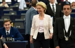 L'Allemande Ursula von der Leyen, candidate à la présidence de la Commission européenne, s'adresse au Parlement européen, le 16 juillet 2019 à Strasbourg dans l'est de la France